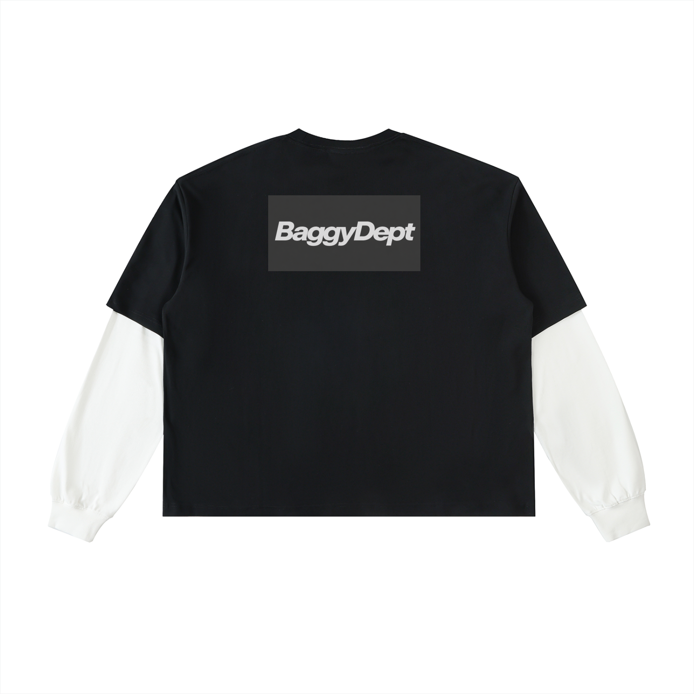 Layered Contrast Sleeve Cotton T-Shirt-BaggyDept on Back