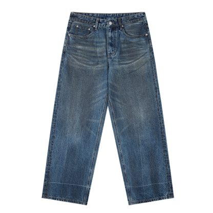 Vintage Wash Baggy Denim Jeans-Star
